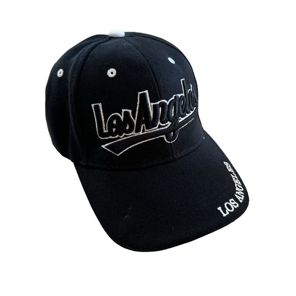Los Angeles Hat Black Adjustable Baseball Cap LA California Streetwear Casual - Picture 6 of 13